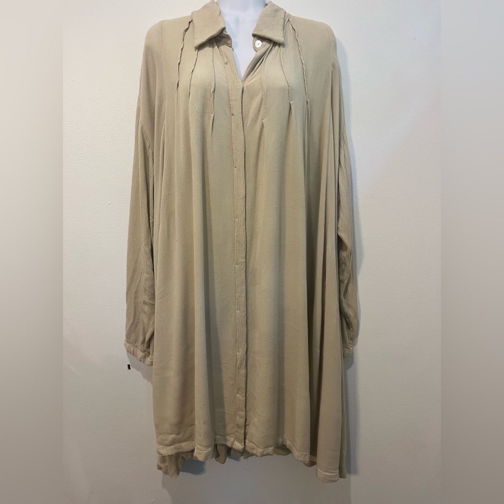 MYRAH PENALOZA Beige Kundalini Bamboo Rayon Button Gown One Size Dress. - Picture 4 of 14